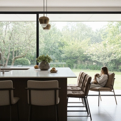 Happy dog being gently groomed by a professional, clean and bright setting