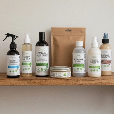 Produits de toilettage &eacute;cologiques pour chats, avec des ingr&eacute;dients naturels et des emballages recyclables.