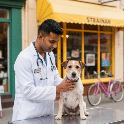 Vétérinaire examinant la peau d'un animal de compagnie