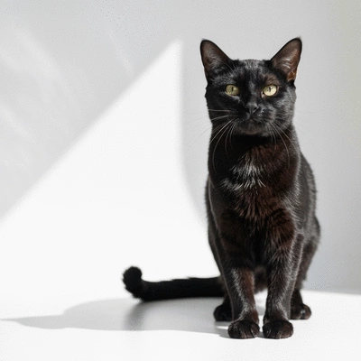 Un chat avec un pelage propre et brillant apr&egrave;s un toilettage professionnel, posant fi&egrave;rement.