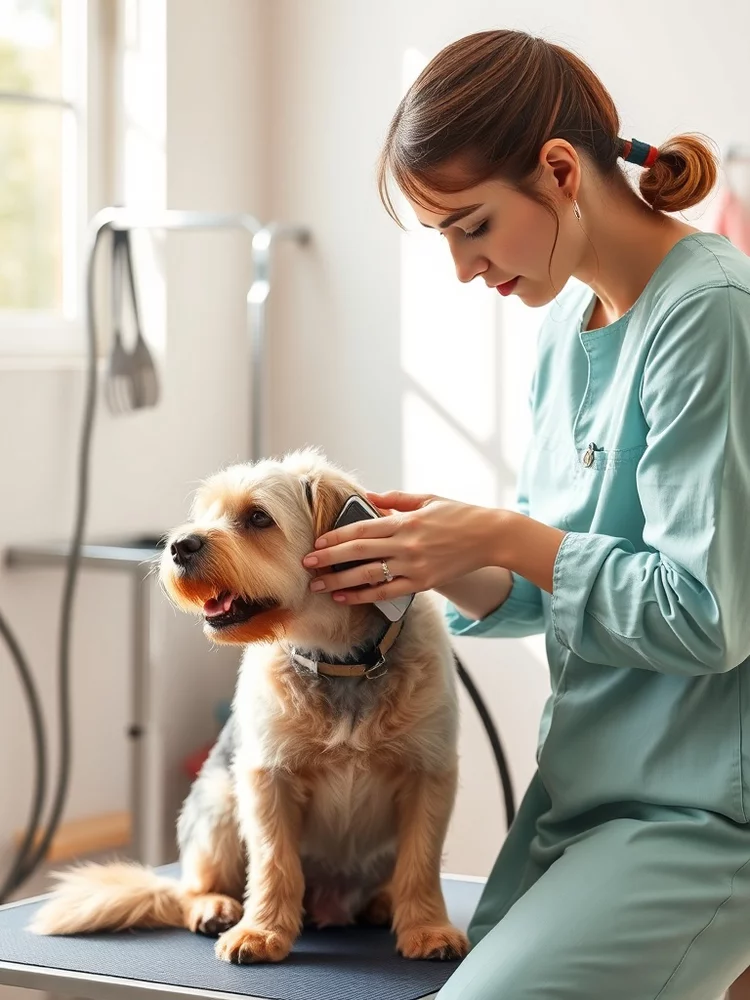 Toilettage doux pour chiens anxieux